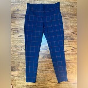 LOFT Navy and Red Checkered Leggings